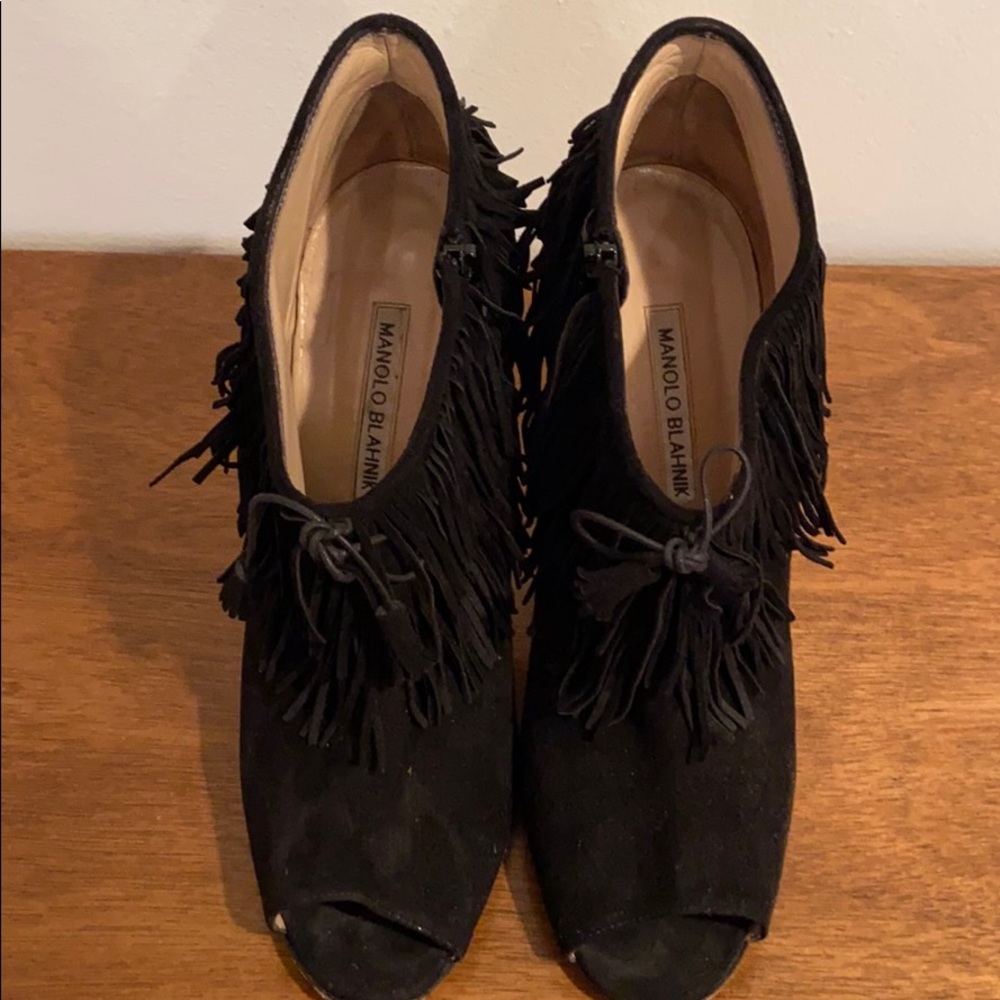 Manolo Blahnik Fringe Suede Bootie - Picture 2 of 4